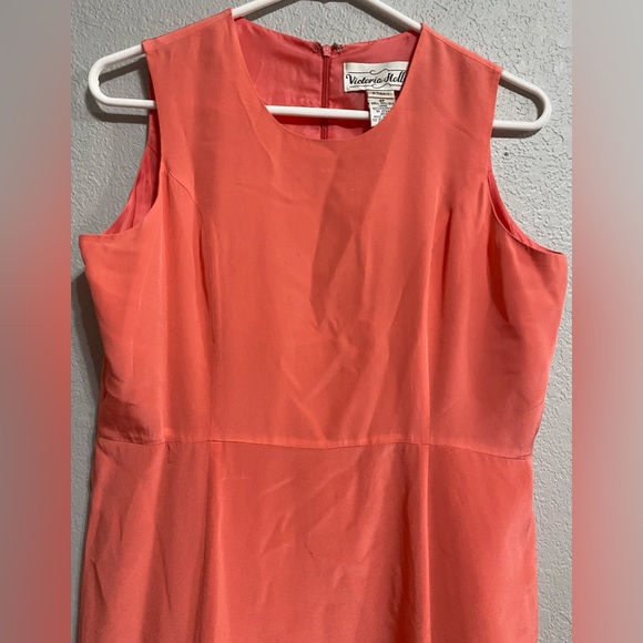 Victoria Holley size 8 Petite peach coral silk jacket dress set suit - Picture 9 of 13